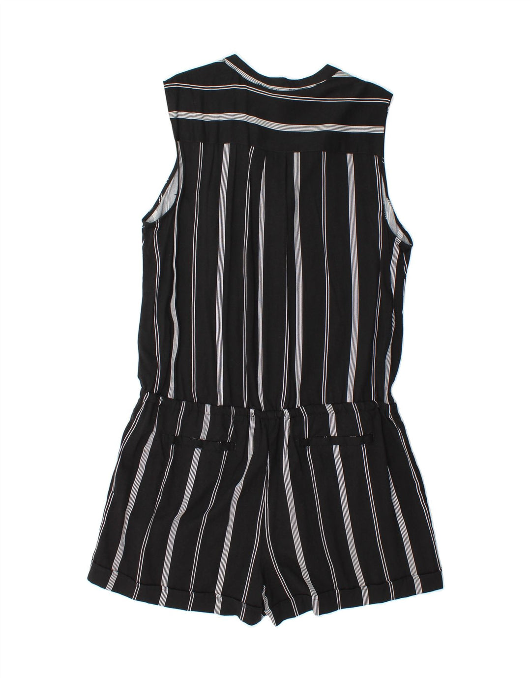 MOSSIMO Womens Sleeveless Playsuit UK 16 Large  Black Striped Rayon Vintage Mossimo and Second-Hand Mossimo from Messina Hembry 