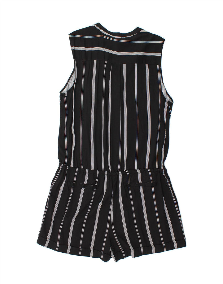 MOSSIMO Womens Sleeveless Playsuit UK 16 Large  Black Striped Rayon Vintage Mossimo and Second-Hand Mossimo from Messina Hembry 