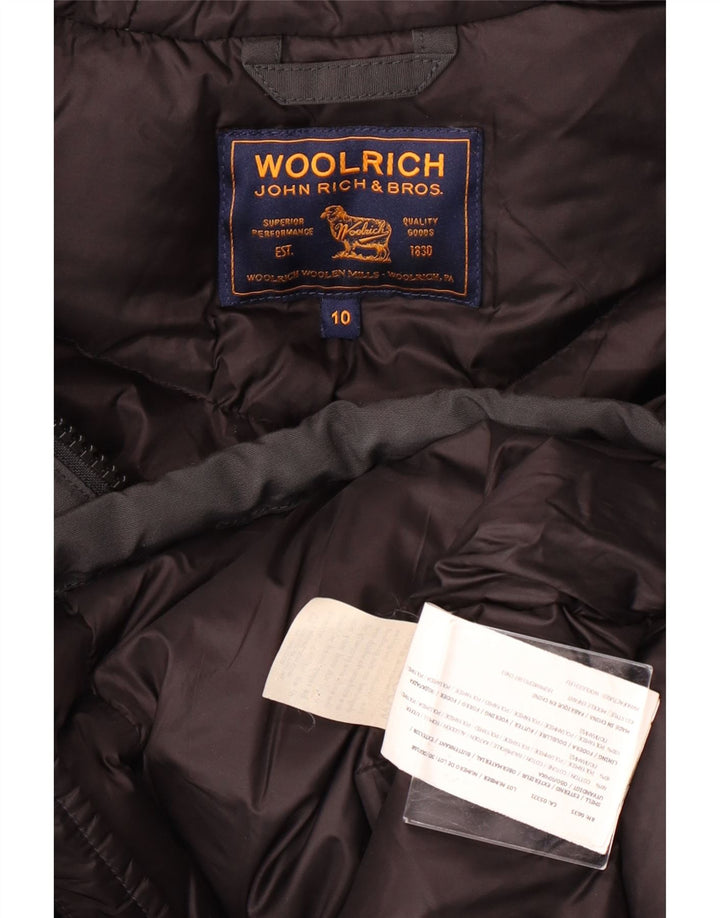 WOOLRICH Chłopięcy, ocieplany płaszcz z kapturem, 9-10 lat, czarna bawełna