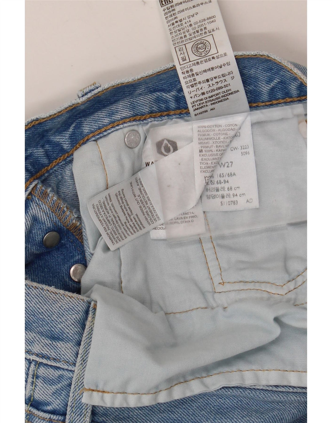 Damskie spodenki jeansowe LEVI'S 501 z wysokim stanem W27, średni niebieski
