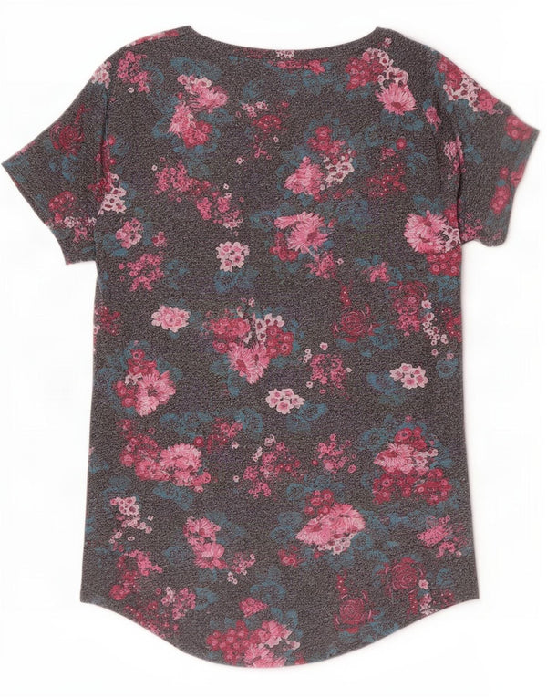Damska koszulka z grafiką Superdry Top UK 6 XS Szara, bawełniana w kwiaty
