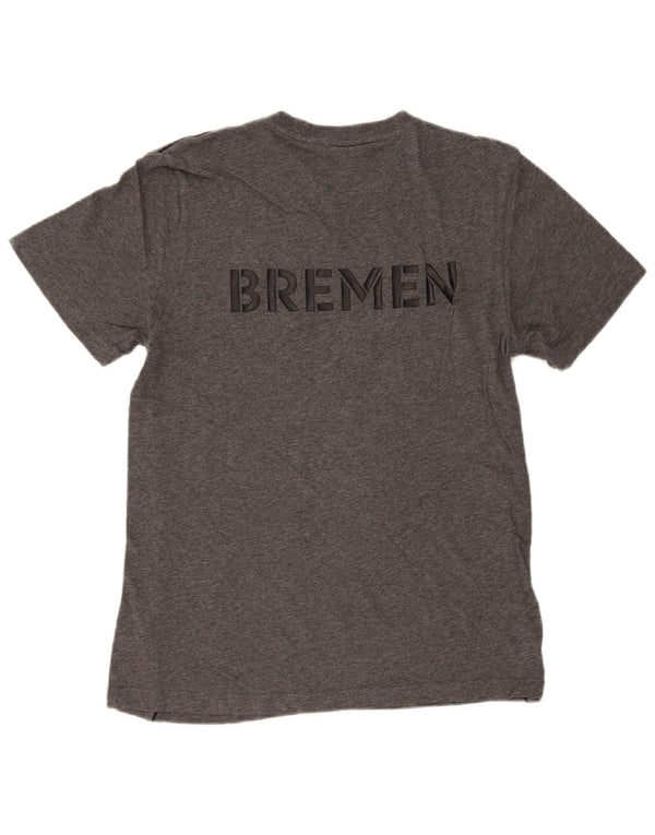 Męski T-shirt z grafiką ADIDAS, mały, szary, bawełniany