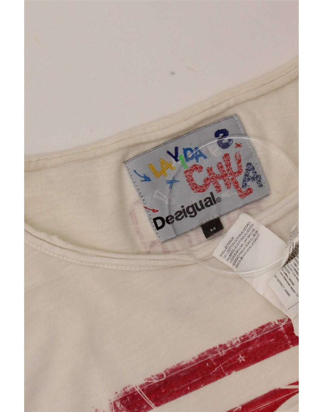 Męska koszulka z grafiką Desigual Top, średnia, biała, bawełniana