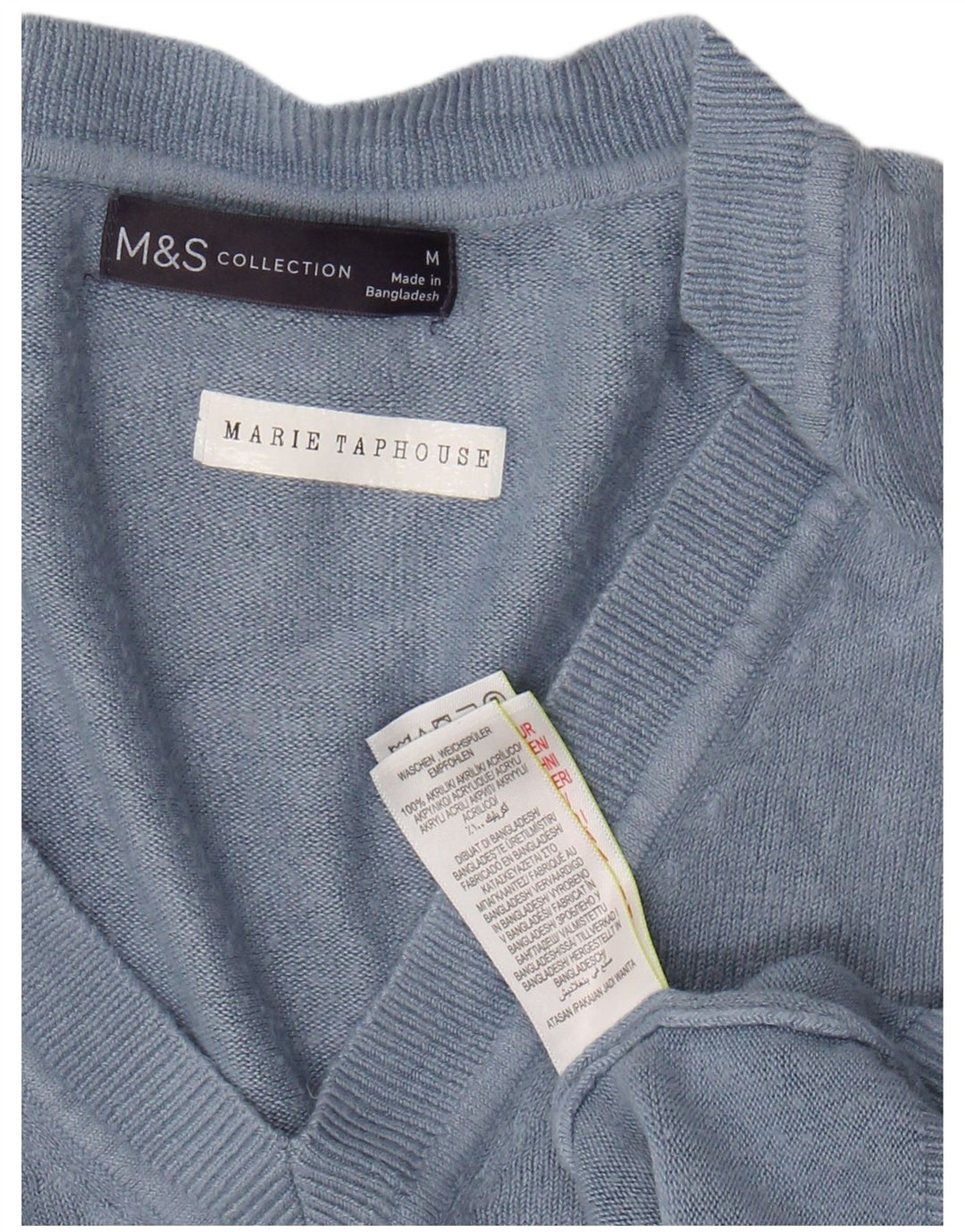 MARKS & SPENCER Damski sweter z dekoltem w kształcie litery V, UK 14, średni niebieski