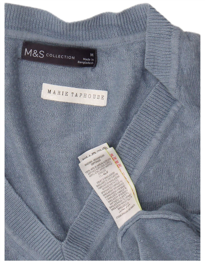MARKS & SPENCER Damski sweter z dekoltem w kształcie litery V, UK 14, średni niebieski