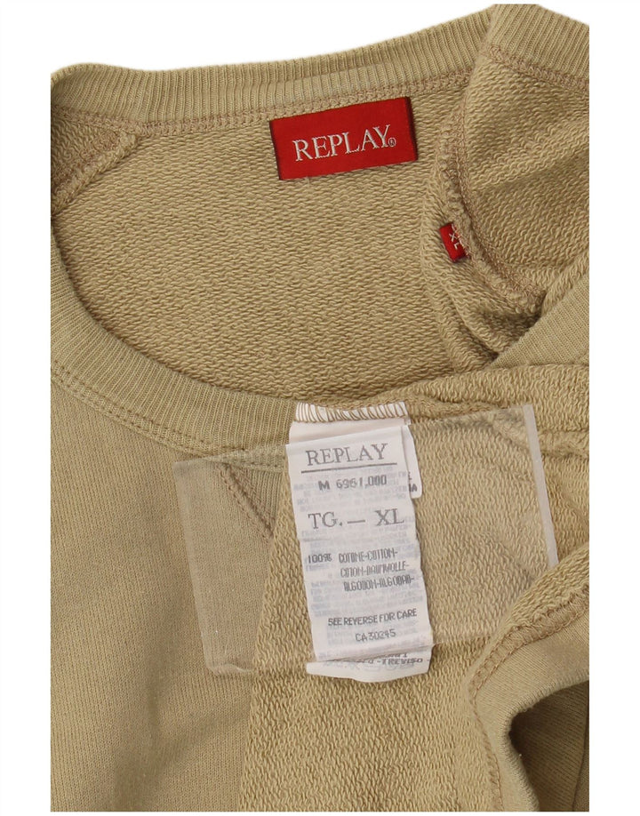 Męska bluza REPLAY XL, bawełniana w bloki kolorów, khaki