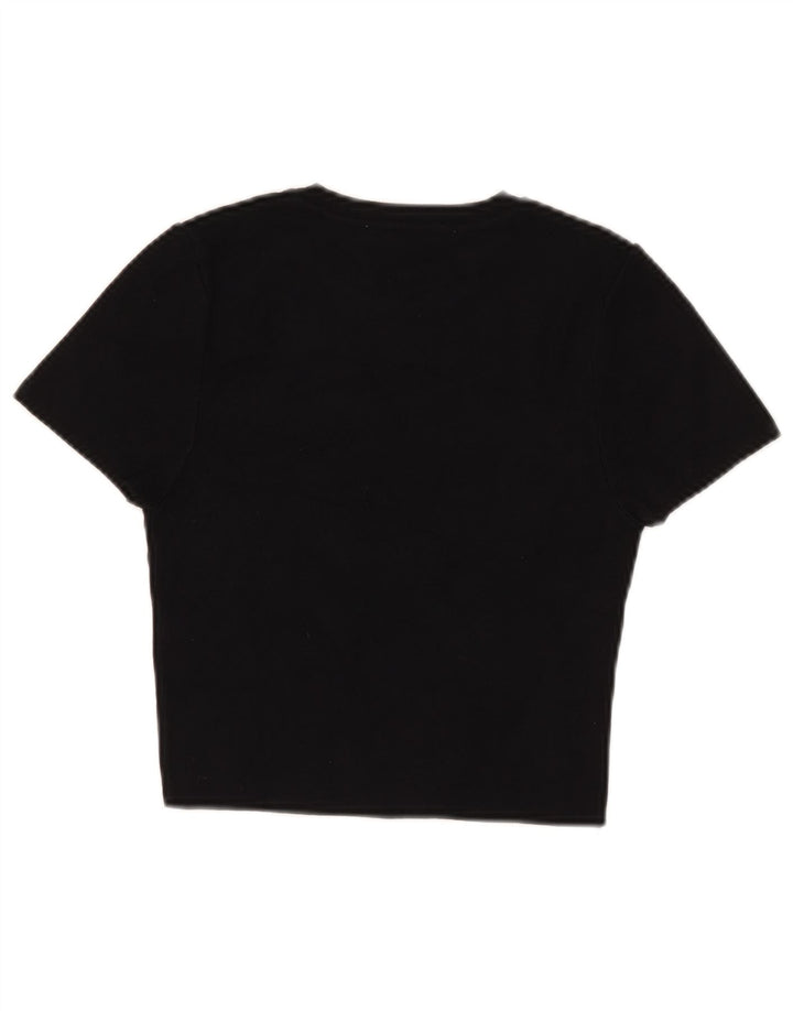 Damski krótki t-shirt Zara UK 12, średnia czarna wiskoza