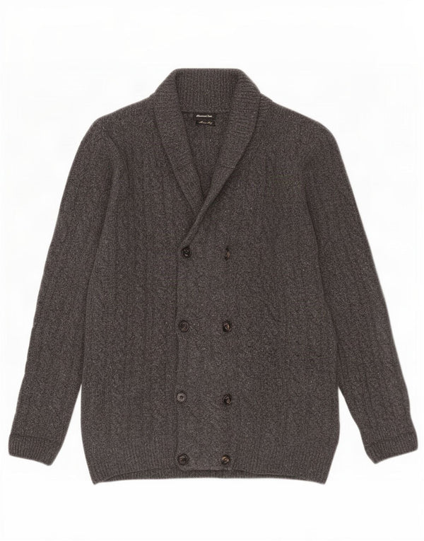 Męski sweter rozpinany Massimo Dutti, duży, szary, wełniany