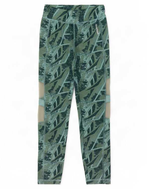 Legginsy Reebok Dziewczęce 13-14 lat Zielony geometryczny poliester