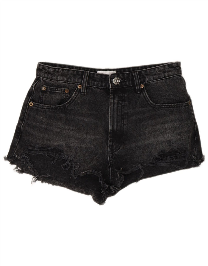 Damskie spodenki jeansowe Zara w trudnej sytuacji EU 38 Small W28, czarna bawełna