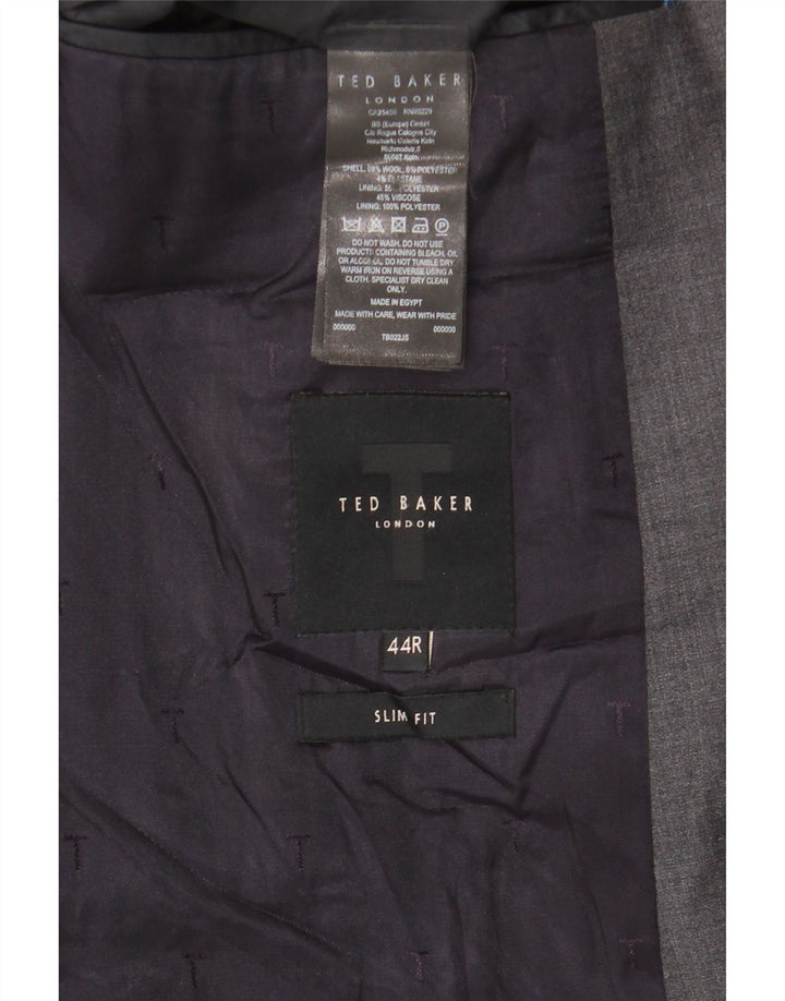 Ted Baker Męska marynarka slim fit zapinana na 2 guziki UK 44 2XL Szara wełna