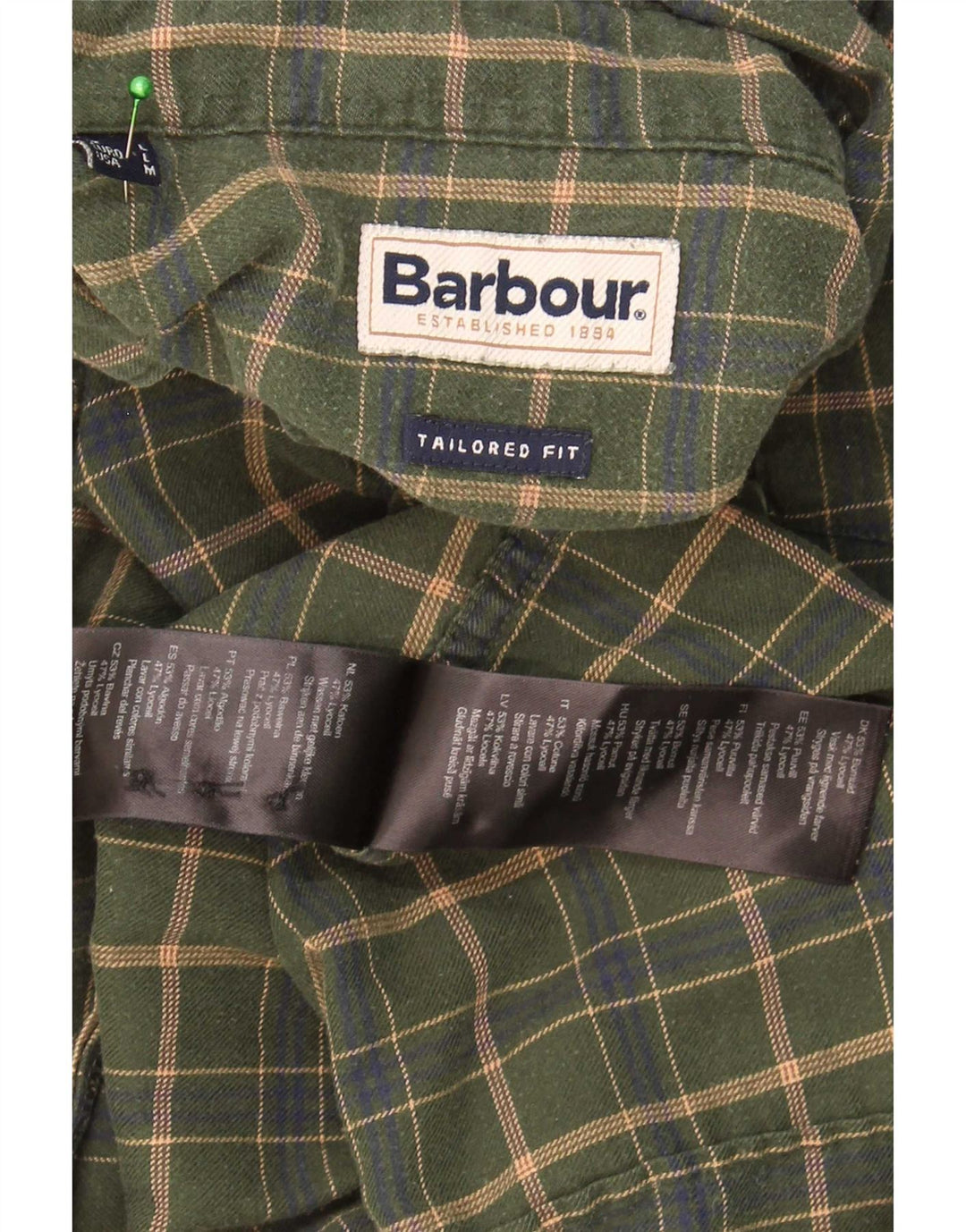 Koszula męska Barbour o dopasowanym kroju, duża, bawełniana w kratę khaki