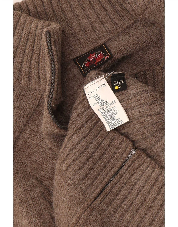 Damski sweter rozpinany Canadiens z pełnym zamkiem, UK 10, mała, brązowa wełna