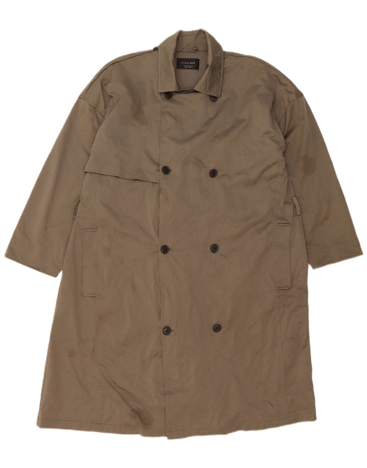 Męski trencz Zara UK 36, mały, khaki, poliester