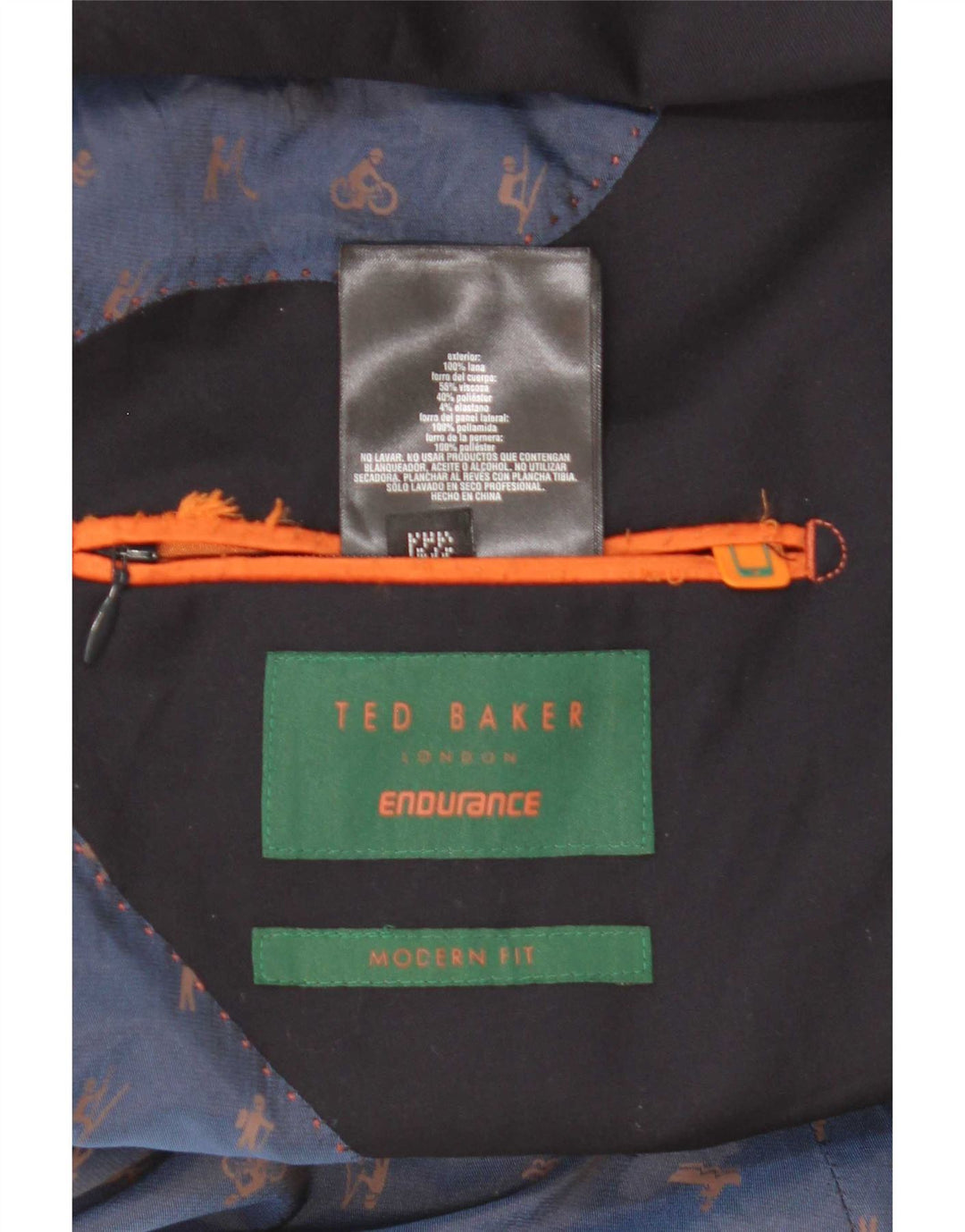 Ted Baker Męska marynarka zapinana na 2 guziki, nowoczesny krój, rozmiar 42 XL, granatowo-wełniana