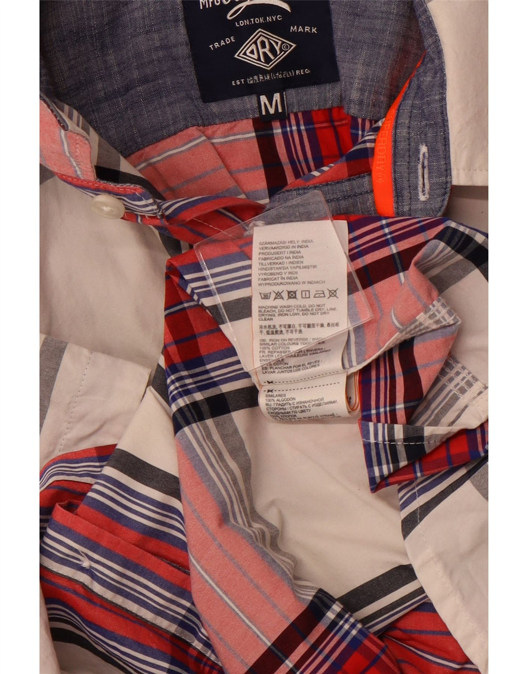 SUPERDRY Męska koszula z krótkim rękawem o regularnym kroju, bawełniana w średnią czerwoną kratkę