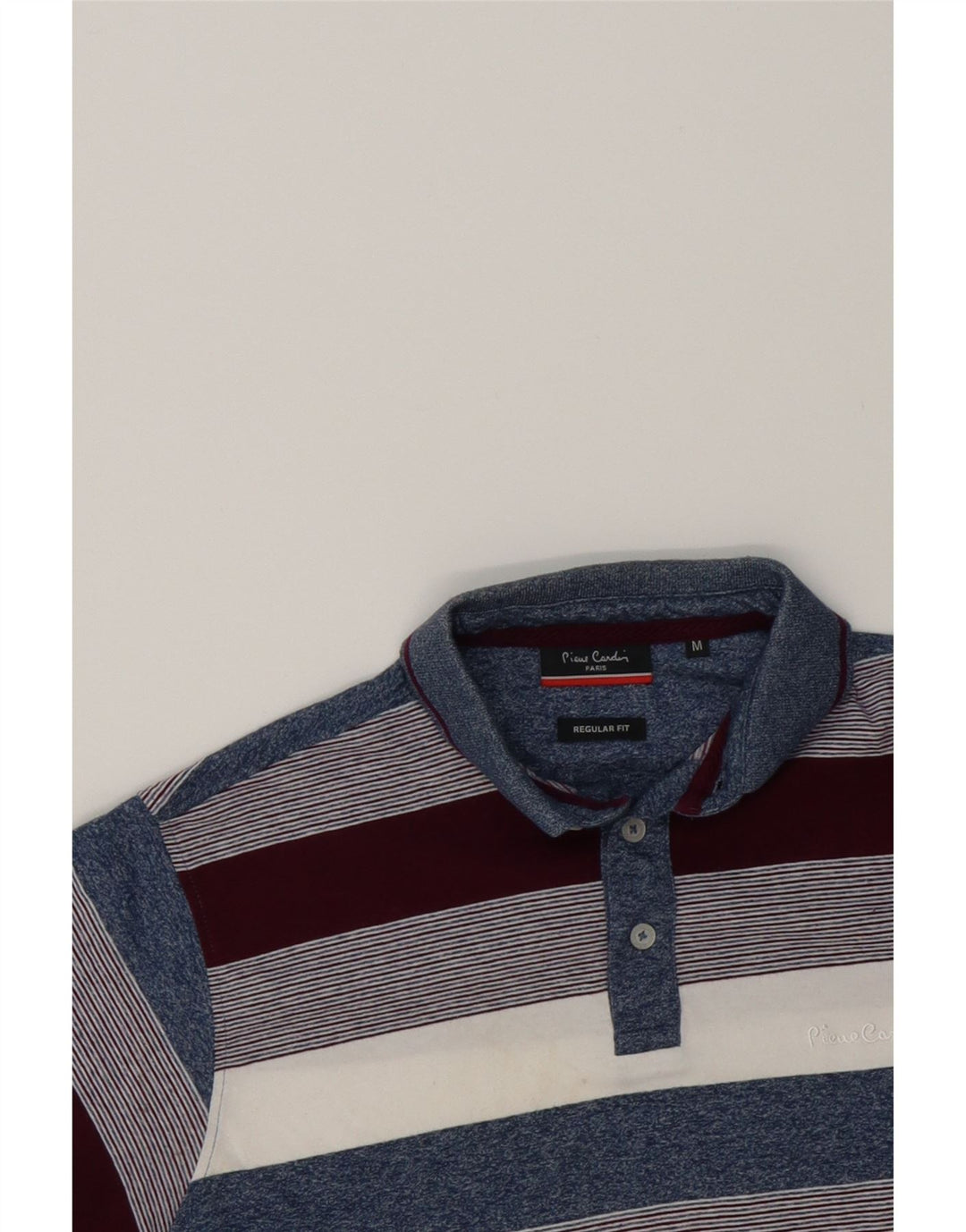 PIERRE CARDIN Mens Regular Fit Polo Shirt Medium Multicoloured Striped Vintage Pierre Cardin and Second-Hand Pierre Cardin from Messina Hembry 