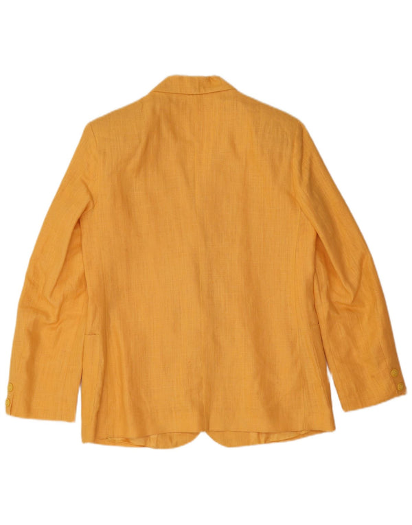 Vintage Womens 2 Button Blazer Jacket IT 42 Medium Yellow Linen
