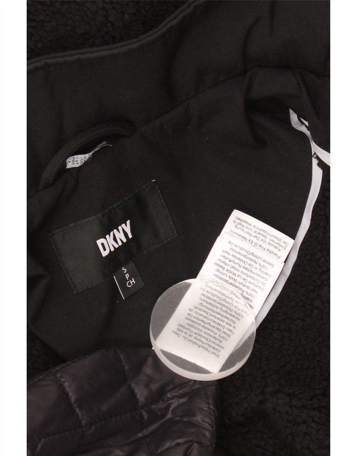 Damska kurtka parka z kapturem Dkny UK 10, mała czarna, poliester