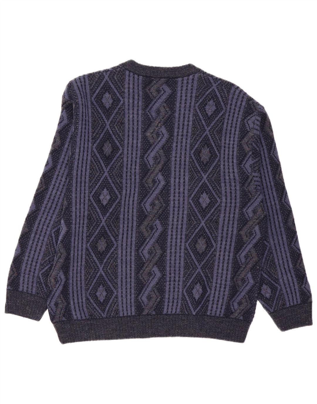 Męski sweter Naramaglie z dekoltem w szpic, średni granatowy, geometryczny akryl