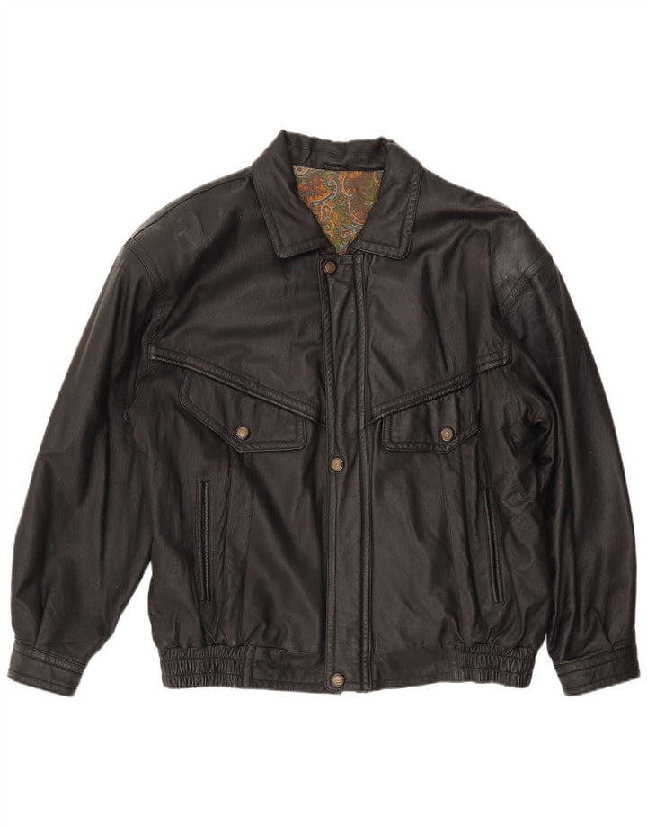 CANDA Męska kurtka skórzana UK 44 2XL Czarna skóra