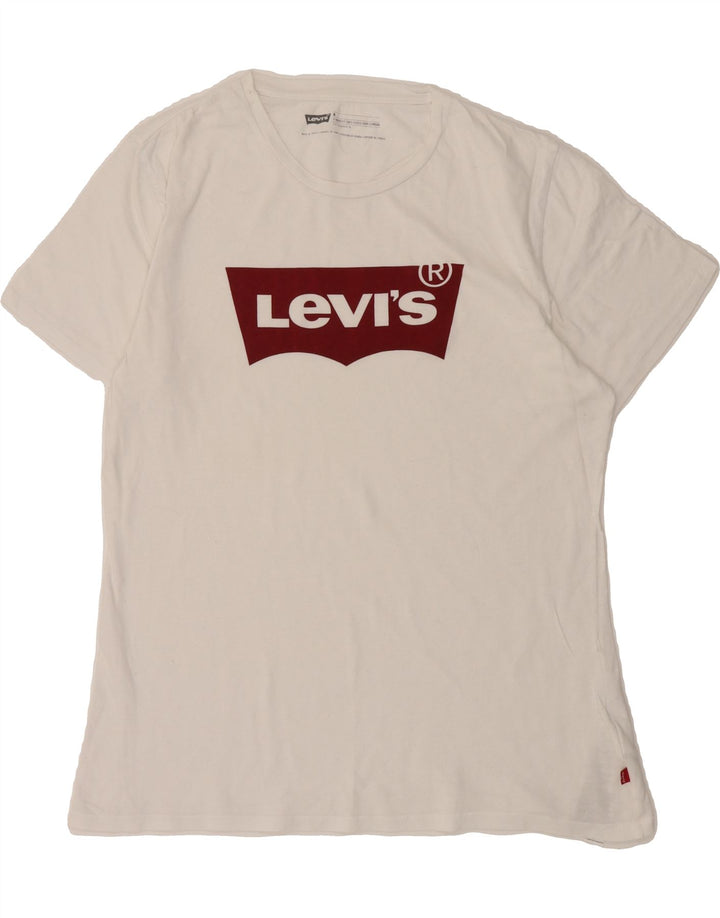 LEVI'S Mens Standard Fit Graphic T-Shirt Top Medium White Cotton Vintage Levi's and Second-Hand Levi's from Messina Hembry 