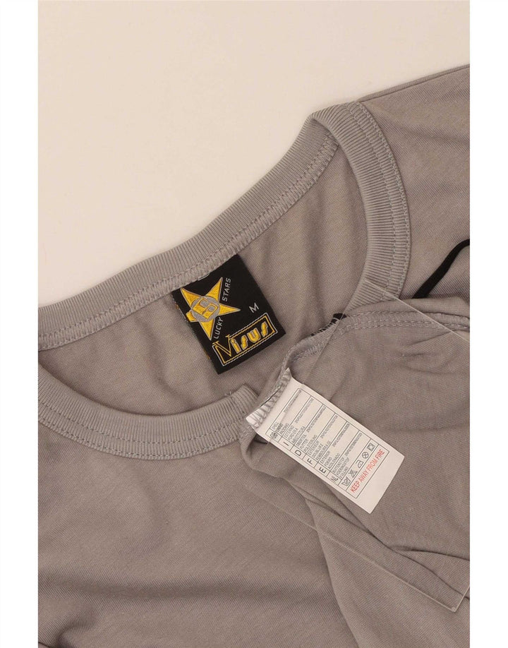 T-shirt męski w stylu vintage, średni szary poliester