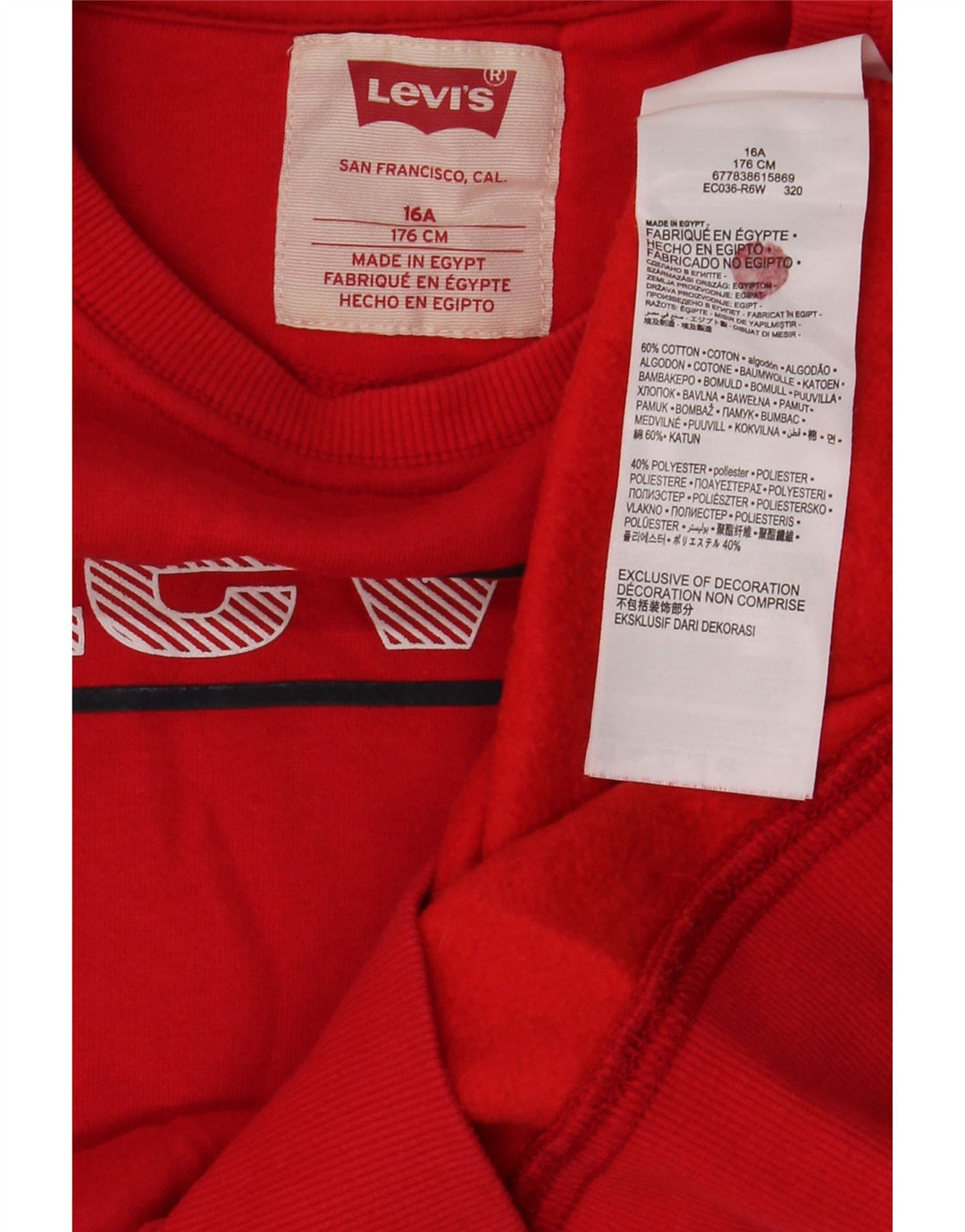 Bluza chłopięca Levi's z grafiką, 15-16 lat, czerwona, bawełniana