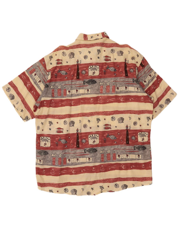 Męska koszula z krótkim rękawem i grafiką CASA MODA, rozmiar 44, XL, w beżowe paski