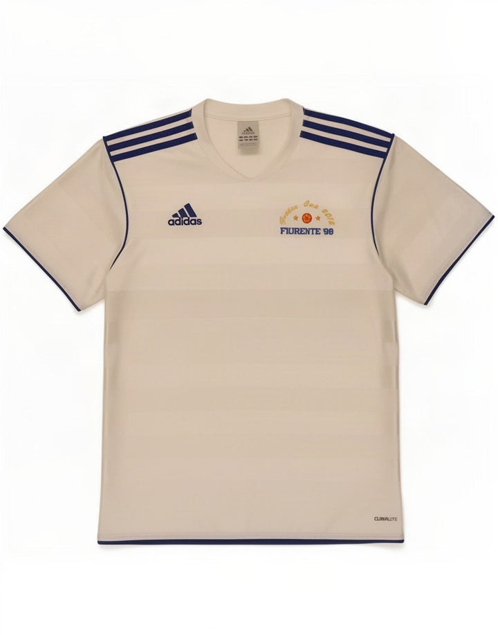 Męska koszulka Adidas Climalite Top, średnia, biała, poliestrowa w prążki