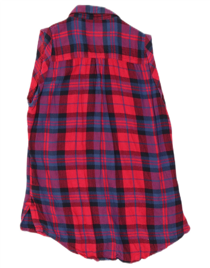 Damska koszulka oversize Superdry z grafiką bez rękawów UK 2 2XS w czerwoną kratkę
