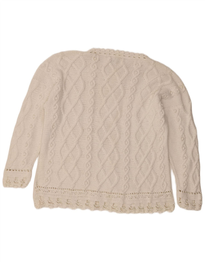 Damski sweter z dekoltem w łódkę Golden Spiderweb UK 16, duży biały