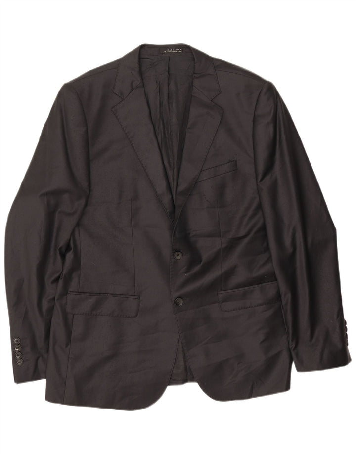 Zara Męska marynarka zapinana na 2 guziki EU 56 XL, czarna wełna