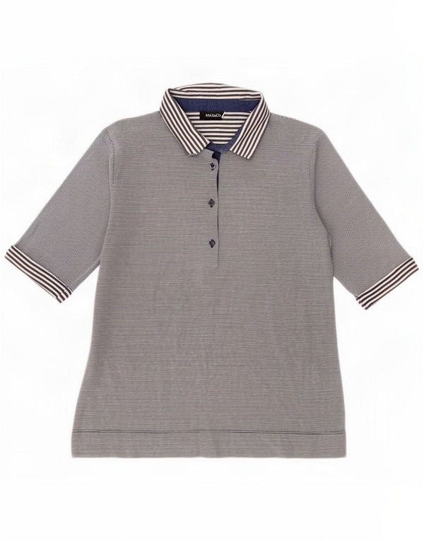 Max & Co. Damska koszulka polo UK 12 Medium Navy Blue Pinstripe