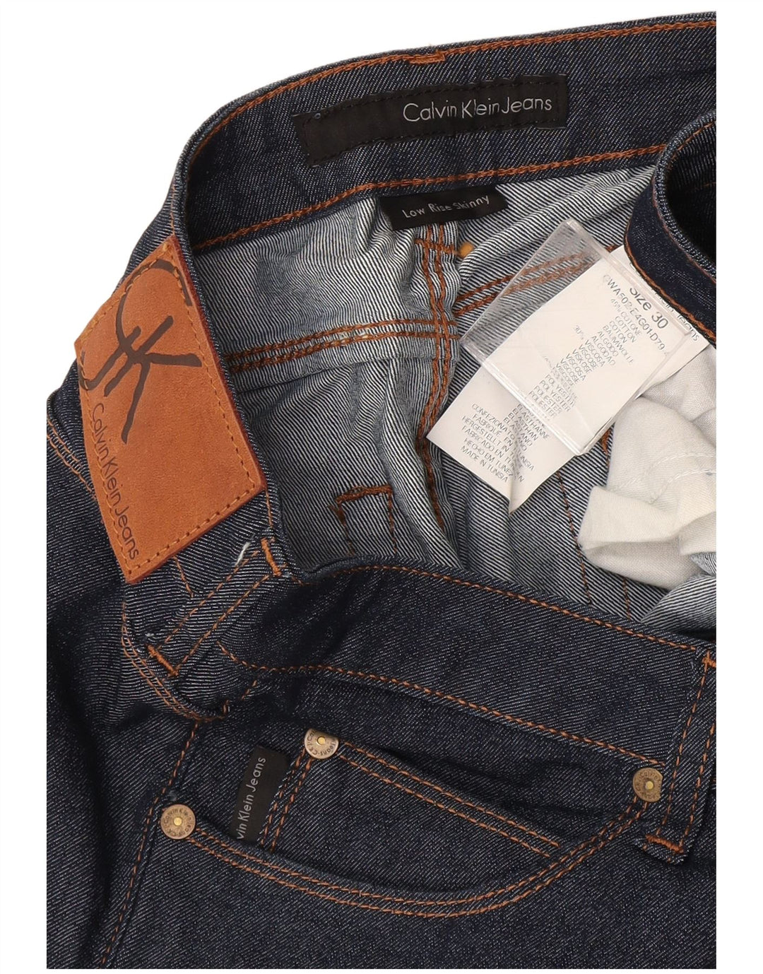 Damskie jeansy skinny CALVIN KLEIN W30 L34 Granatowe, bawełniane