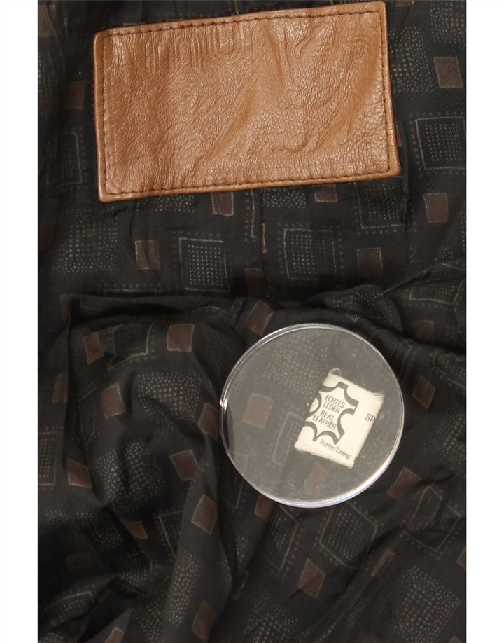 MUNZ Mens Leather Gilet UK 40 Large Brown Leather Vintage Munz and Second-Hand Munz from Messina Hembry 