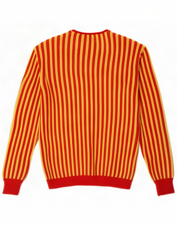 Męski sweter rozpinany w stylu vintage, średnie żółte paski
