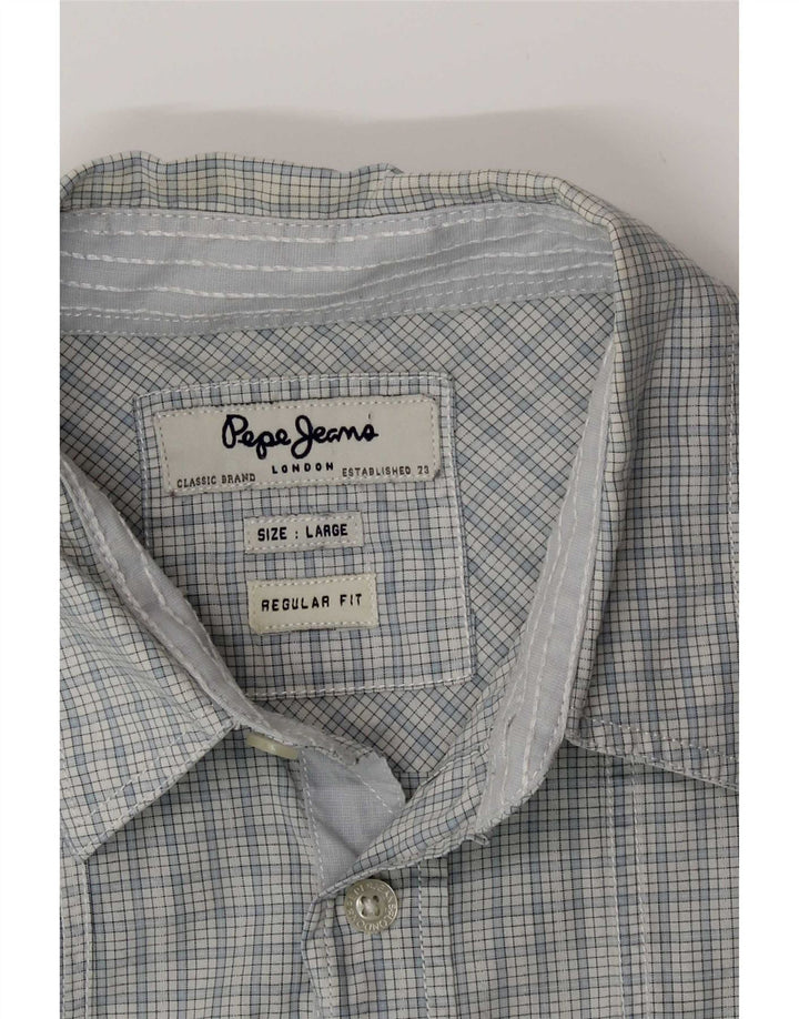 Męska koszula PEPE Jeans z krótkim rękawem i regularnym krojem, w dużą niebieską kratkę