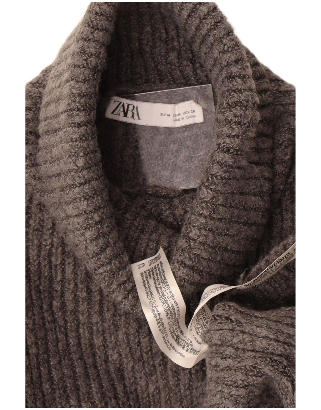 Damski sweter Zara Crop Oversize z golfem UK 14 Średni szary