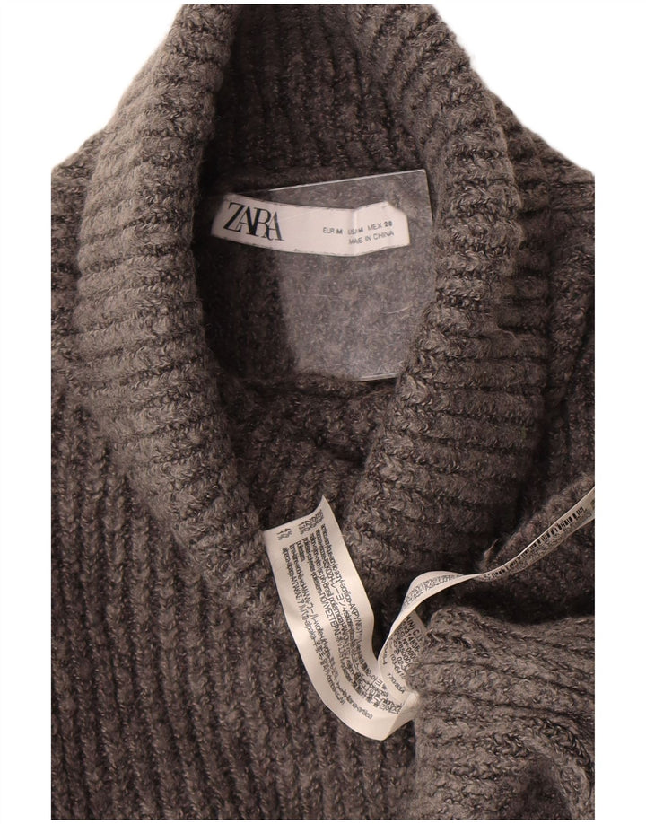 Damski sweter Zara Crop Oversize z golfem UK 14 Średni szary