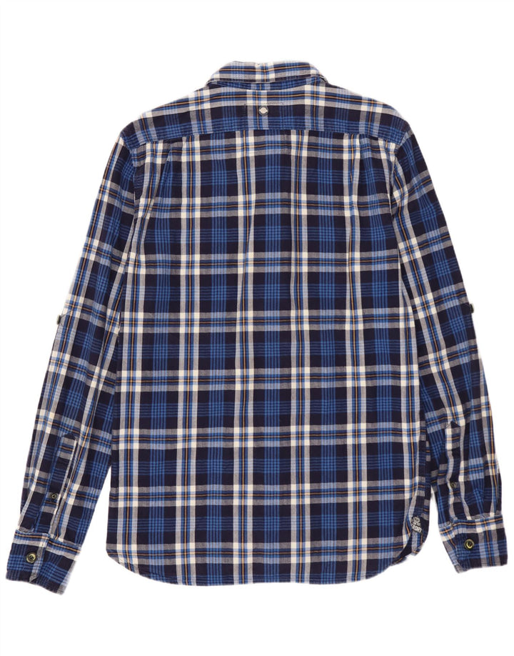 Superdry Męska koszula flanelowa, średnia niebieska kratka, bawełna
