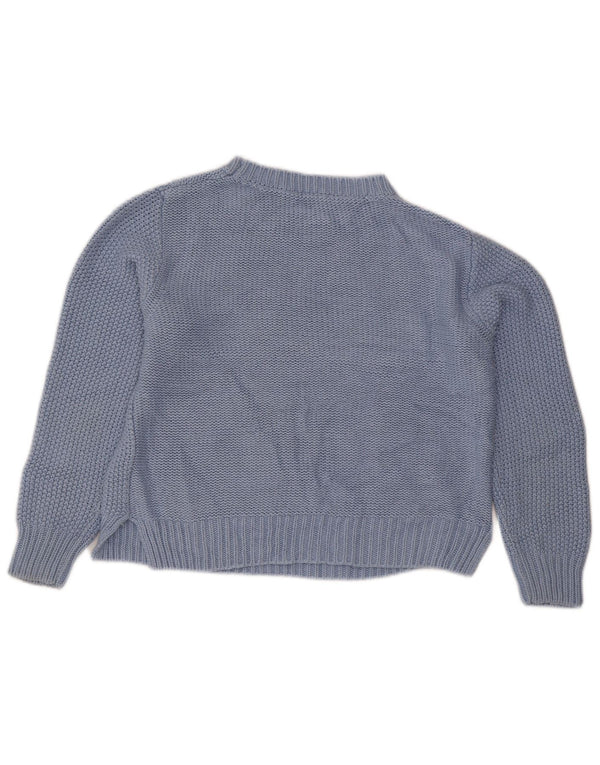Oasis Womens Crop Boat Neck Jumper Sweater UK 16 Large Blue Acrylic