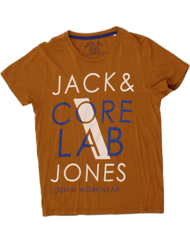 JACK & JONES Mens Graphic T-Shirt Top Medium Brown Vintage Jack & Jones and Second-Hand Jack & Jones from Messina Hembry 