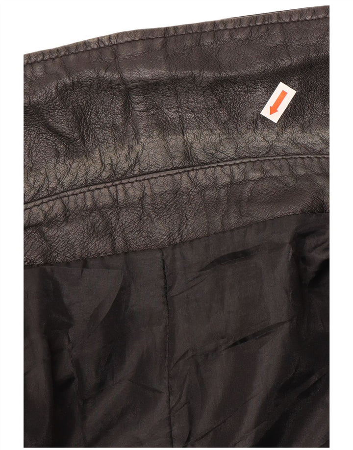 Vintage męski płaszcz skórzany rozmiar 62 4XL czarna skóra