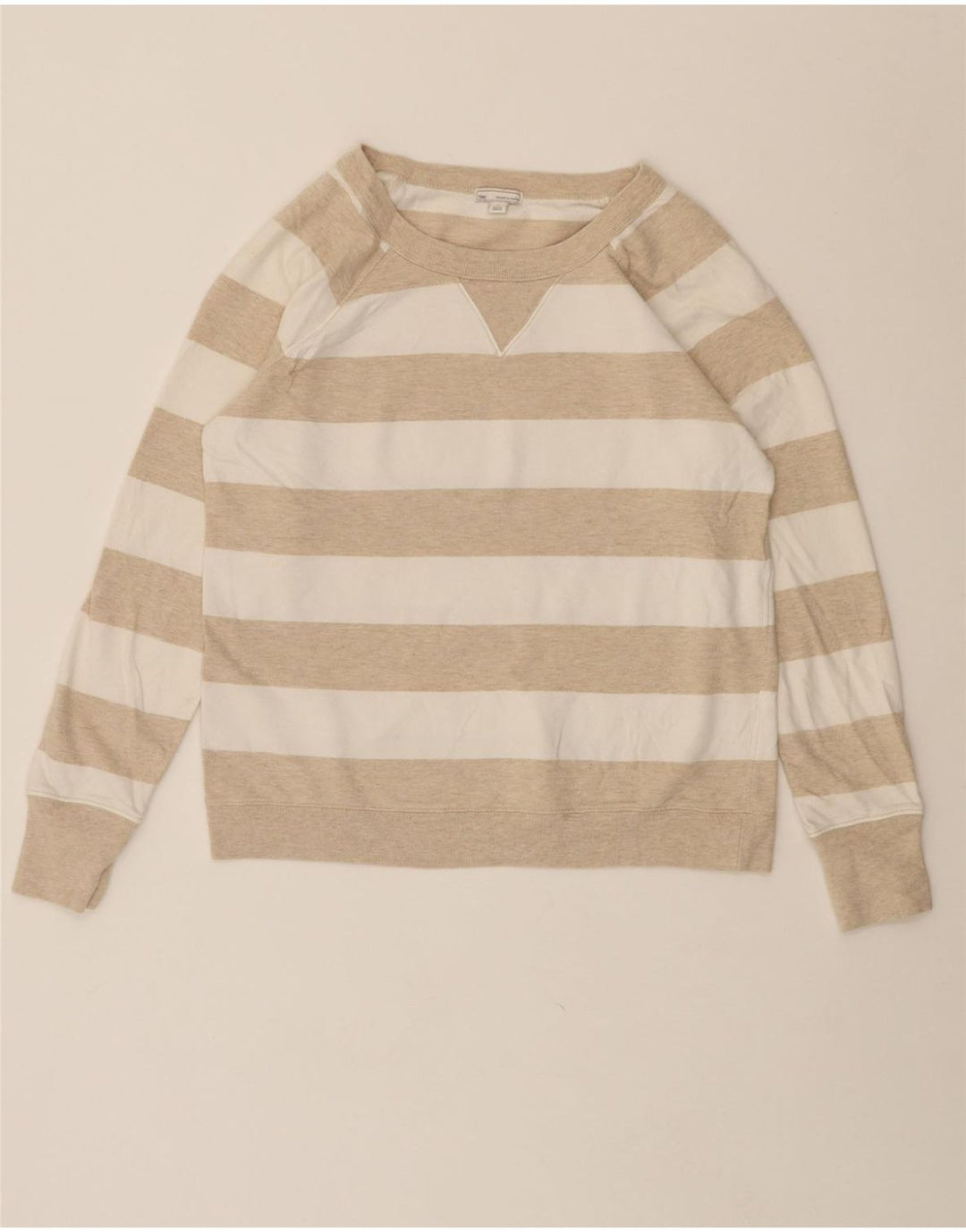 GAP Womens Sweatshirt Jumper UK 10 Small Beige Striped Cotton Vintage Gap and Second-Hand Gap from Messina Hembry 