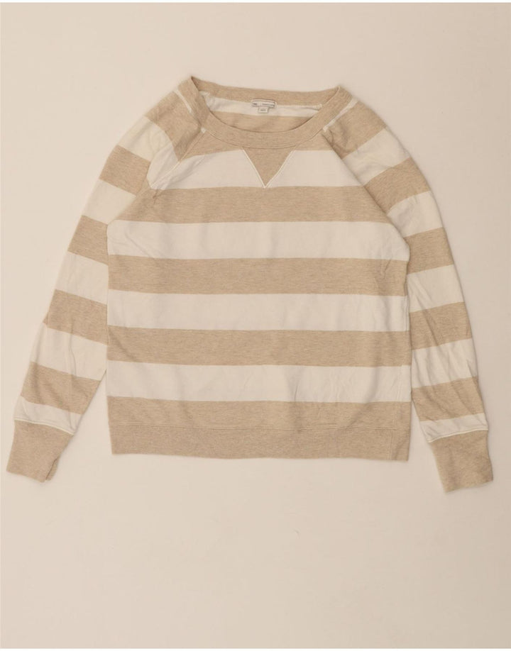 GAP Womens Sweatshirt Jumper UK 10 Small Beige Striped Cotton Vintage Gap and Second-Hand Gap from Messina Hembry 