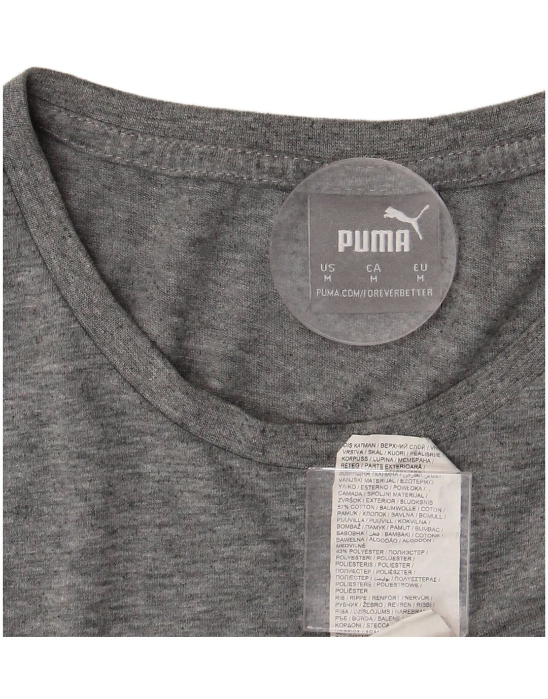 Męska koszulka z grafiką PUMA, średnia, szara, bawełniana nakrapiana