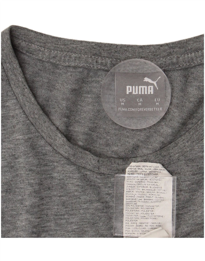 Męska koszulka z grafiką PUMA, średnia, szara, bawełniana nakrapiana