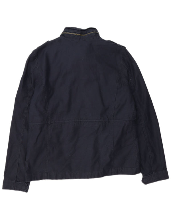 Superdry Womens Utility Jacket UK 14 Large Navy Blue Cotton