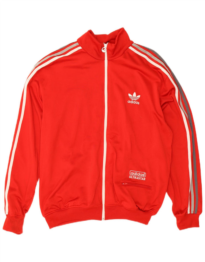 Adidas Męska bluza dresowa z grafiką, duża, czerwona, poliestrowa